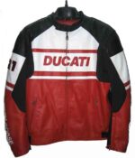 Ducati Australia Flag Black And Red Motorcycle Leather Jacket - Image 3