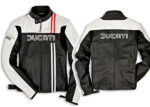Ducati Black And White Motorcycle Jacket With Red Stripes