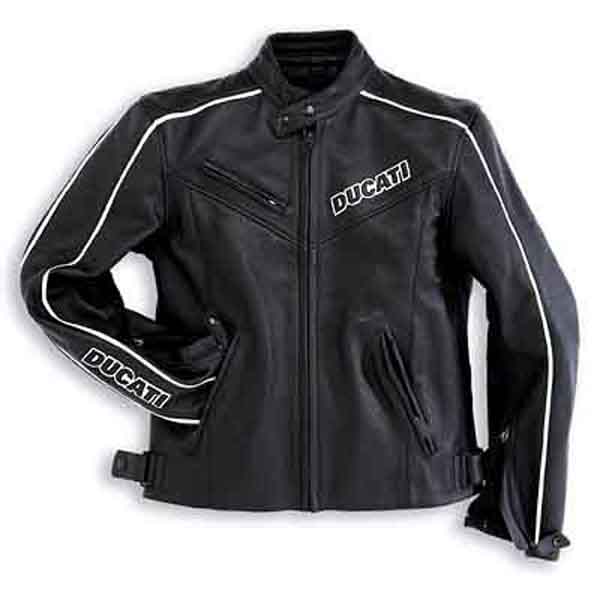 ducati-black-and-white-strips-leather-motorcycle-jacket.jpg Ducati Black And White Strips Leather Motorcycle Jacket - Image 1