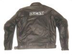 Ducati Black And White Strips Leather Motorcycle Jacket - Image 2