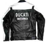 Ducati Black White Meccanica Leather Motorcycle Jacket - Image 2