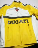Ducati Brand Yellow Motorbike Leather Jacket