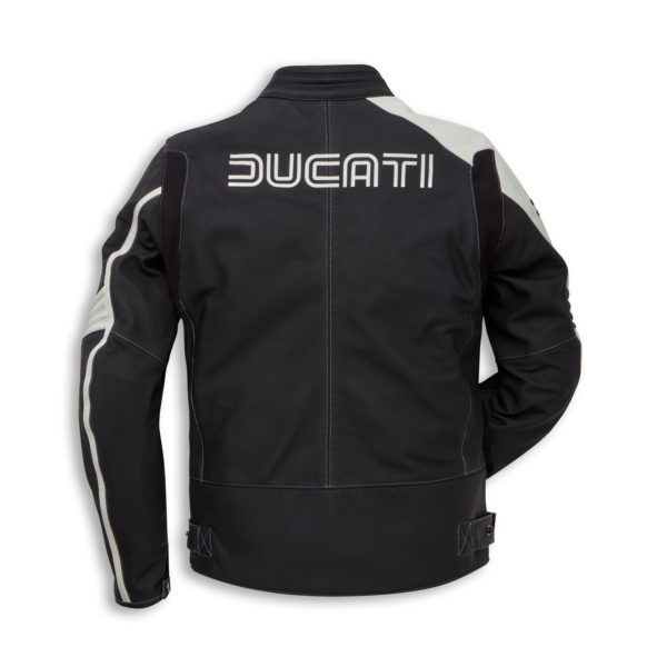 Ducati Coarse Black And White Motorcycle Jacket - Image 2