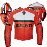Ducati Red & White Motorcycle Leather Jacket