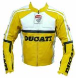 Ducati Yellow Motorbike Leather Jacket Ce Approved Full Protection