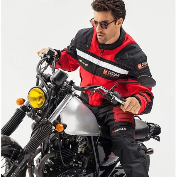 Duhan Red And Black Motorcycle Jacket - Image 2