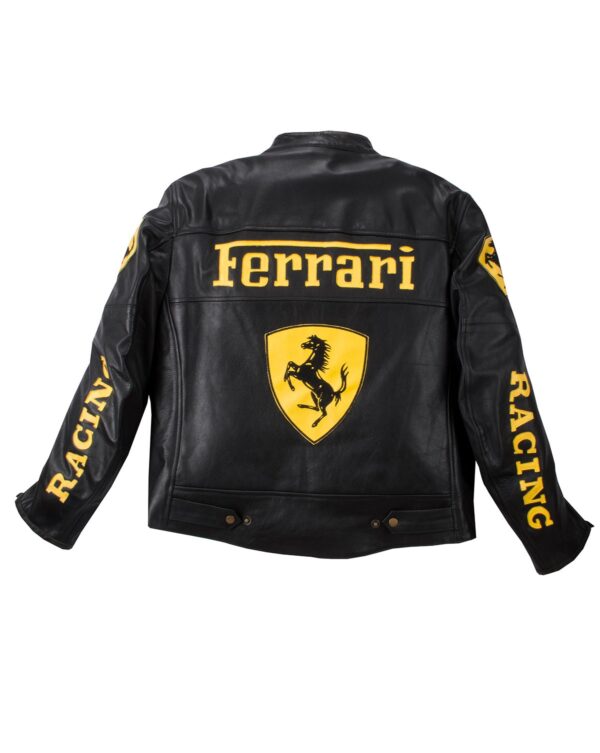 Ferrari Black Leather Biker Jacket - Image 3