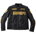 Ferrari Black Leather Biker Jacket