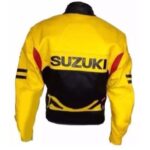Men's Two Tone Yellow Black Contrast Suzuki Racing Motorcycle Jacket - Image 2