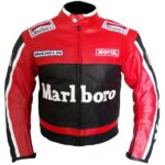 Red Black Motorcycle Padded Vintage Leather Jacket
