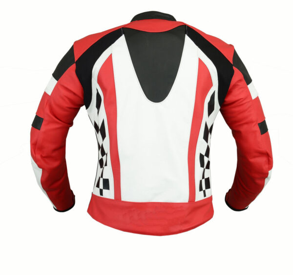 Genuine Leather Red Motorcycle Armour Jacket - Image 2