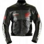 Honda Black Leather Motorcycle Armour Jacket