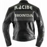 Honda Black Leather Motorcycle Armour Jacket - Image 2