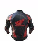 Honda Black Motorcycle Racing Leather Jacket - Image 2
