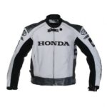 Honda Black White Motorcycle Jacket With Safety Pads