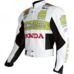 Honda CBR White Men Genuine Motorcycle Leather Jacket