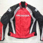 Honda Red & Black Motorcycle Leather Safety Pads Jacket