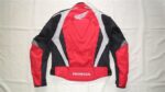Honda Red & Black Motorcycle Leather Safety Pads Jacket - Image 2