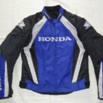 Honda Red & Blue Motorcycle Leather Safety Pads Jacket
