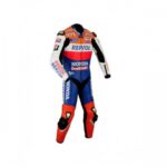 Honda Repsol One Heart Orange And Blue Motorcycle Leather Suit