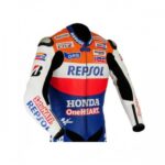 Honda Repsol One Heart Orange And Blue Motorcycle Leather Suit - Image 3