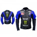 Kawasaki Black Blue Racing Leather jacket