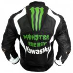 Kawasaki Black Motorcycle Racing Leather Jacket - Image 2