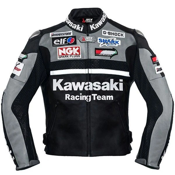 kawasaki-gray-motorcycle-safety-pads-jacket-jacket.jpg Kawasaki Gray Motorcycle safety Pads Jacket Jacket - Image 1