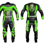 Kawasaki Green Monster Racing Motorcycle Leather Suit with safety pads