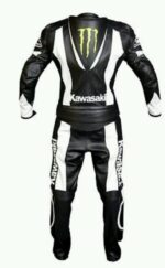 KAWASAKI Motorbike Black And White Leather Suit - Image 2