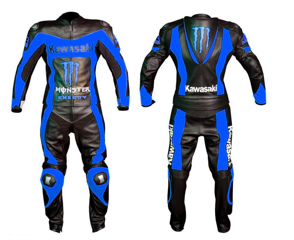 kawasaki-motorbike-men-black-and-blue-leather-suit.jpg KAWASAKI Motorbike Men Black And Blue Leather Suit - Image 1