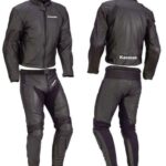 KAWASAKI Motorcycle Men Black Leather Suit
