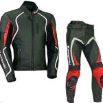 KAWASAKI Motorcycle Men Black Leather Suit