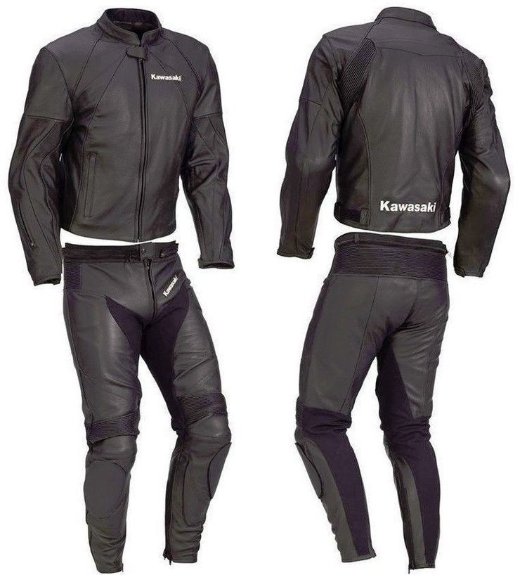 kawasaki-motorcycle-men-black-leather-suit.jpg KAWASAKI Motorcycle Men Black Leather Suit - Image 1