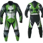 KAWASAKI Motorcycle Men two tone Leather Suit