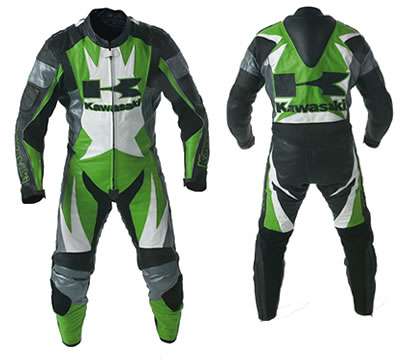 kawasaki-motorcycle-men-two-tone-leather-suit.jpg KAWASAKI Motorcycle Men two tone Leather Suit - Image 1