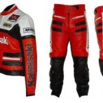 KAWASAKI Motorcycle Red Leather Suit
