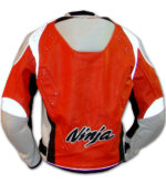 Kawasaki Orange And Black Motorcycle Leather Racing Jackets - Image 2
