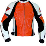 Kawasaki Orange And Black Motorcycle Leather Racing Jackets