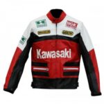Kawasaki Red Motorcycle Biker Racing Leather Jacket