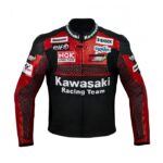 Kawasaki Red Racing Team Motorcycle Leather Jacket