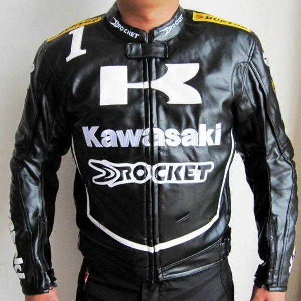 kawasaki-rocket-black-color-motorcycle-racing-jacket.jpg Kawasaki Rocket Black Color Motorcycle Racing Jacket - Image 1
