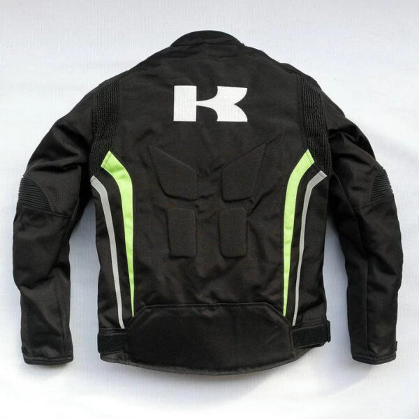 Kawasaki Textile Black And Green Motorcycle Jacket - Image 2