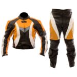 Leather Black & Orange Motorcycle Leather Racing Suit