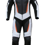 Leather Motorbike Racing Suite Black And Orange