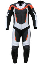Leather Motorbike Racing Suite Black And Orange