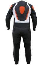 Leather Motorbike Racing Suite Black And Orange - Image 2