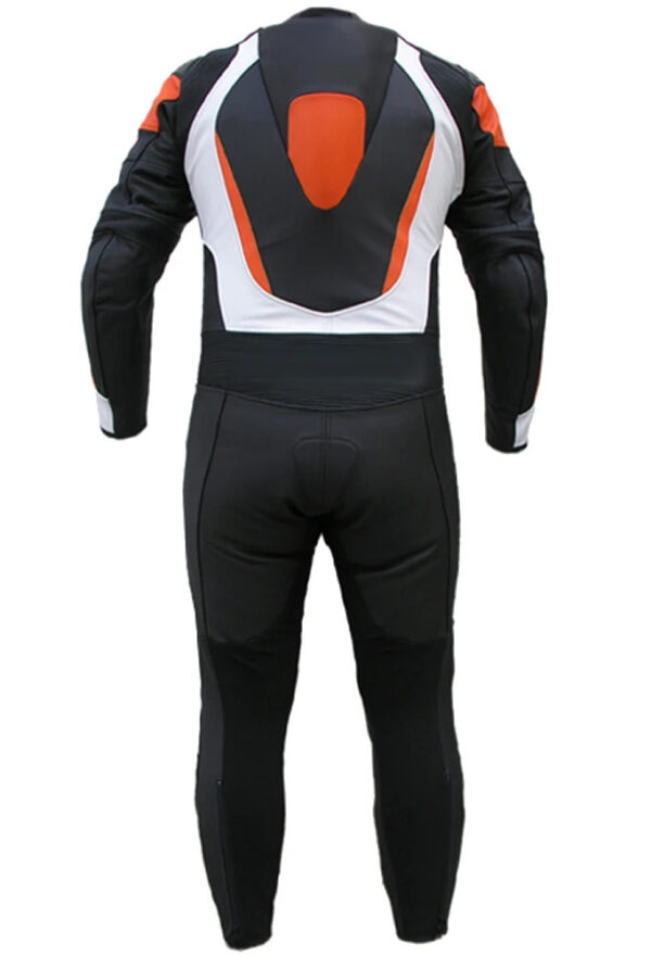 Leather Motorbike Racing Suite Black And Orange - Image 2