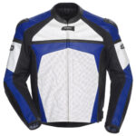 Men Blue & White Motorcycle Leather Jacket
