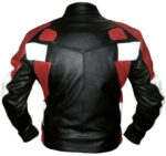 Black Maroon White Motorcycle Leather Safety Pads Jacket - Image 3